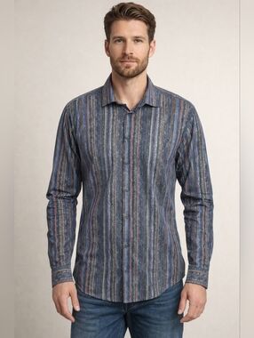Bugatchi Multicolor Vertical Stripe Button-Down Shirt